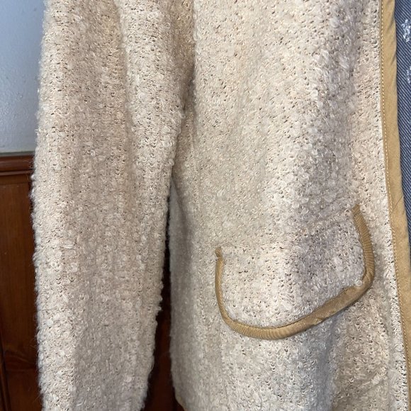 Women's Mystree Wool Blend Denim Trim Sweater with Pockets Size M - Picture 3 of 7